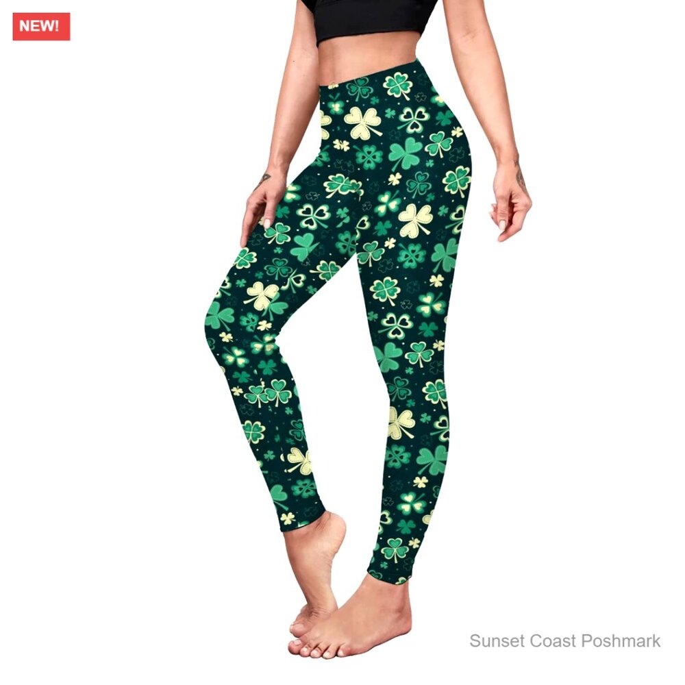 St. Patrick's Day Shamrock Leggings Stretchy Yoga Pants